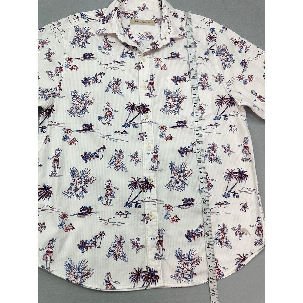 Tommy Bahama White Tropical Hula Girl Palm Tree Button Up Shirt Men’s Size Large - Picture 8 of 11